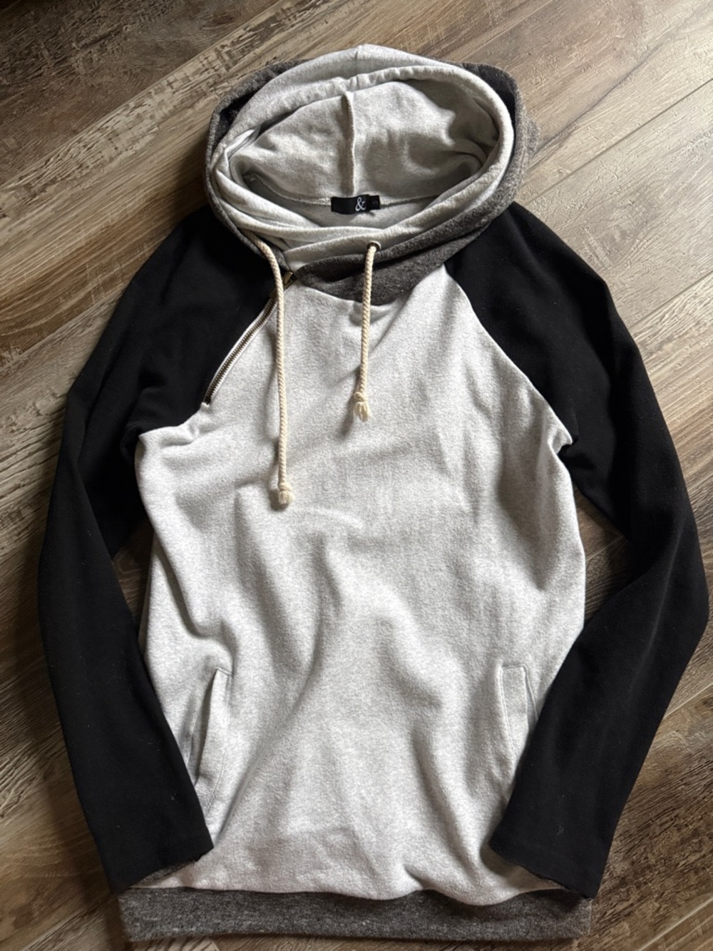 AMPERSAND AVE Black and Light Gray Two-Tone Women's Hoodie